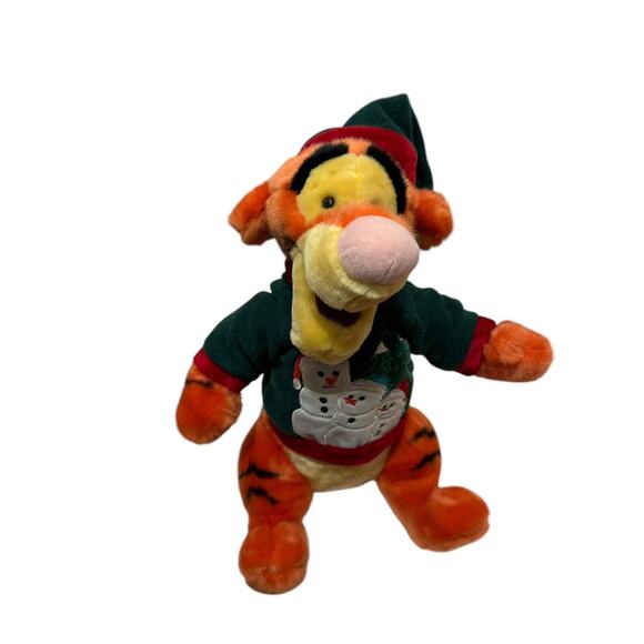 Disney Store Exclusive Tigger Stuffed Plush Snowman Sweater & Hat Christmas 14” - Picture 1 of 8